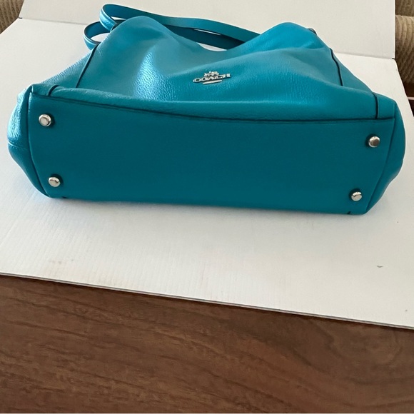 NWT Rare Coach Edie 31 Turquoise Pebbled Leather Satchel Shoulder Bag - Picture 4 of 15